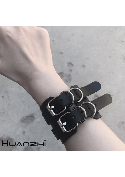 13 27CMX6.7CM 52G Huanzhı 2020 Yeni Hip Hop Punk Vintage Basit Deri Gotik Ayarlanabilir Kayış Bilezik Kadın Erkek Çift Takı (Yurt Dışından)