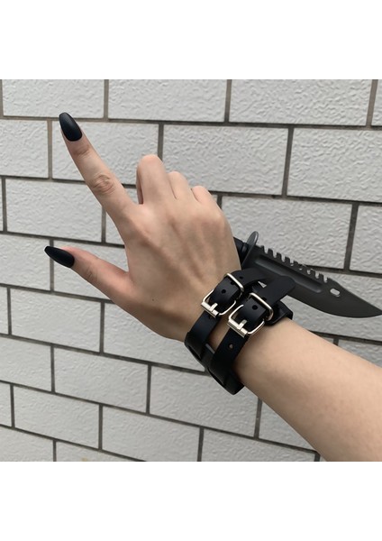 13 27CMX6.7CM 52G Huanzhı 2020 Yeni Hip Hop Punk Vintage Basit Deri Gotik Ayarlanabilir Kayış Bilezik Kadın Erkek Çift Takı (Yurt Dışından)