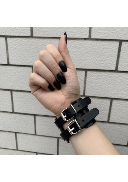 13 27CMX6.7CM 52G Huanzhı 2020 Yeni Hip Hop Punk Vintage Basit Deri Gotik Ayarlanabilir Kayış Bilezik Kadın Erkek Çift Takı (Yurt Dışından)