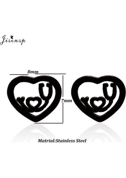 Siyah Küpe Jisensp Paslanmaz Çelik Kalp Atışı Kardiyogram Bilezik Stetoskop Kadın Bileklik Bilezik Hemşire Doktor Takı Için Özel Hediyeler (Yurt Dışından)