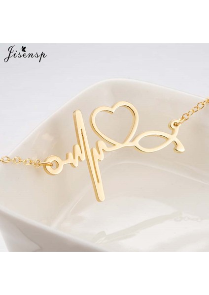 Siyah Küpe Jisensp Paslanmaz Çelik Kalp Atışı Kardiyogram Bilezik Stetoskop Kadın Bileklik Bilezik Hemşire Doktor Takı Için Özel Hediyeler (Yurt Dışından) modelleri