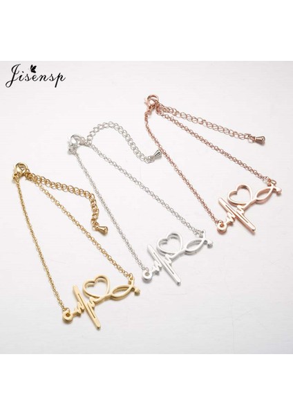 Siyah Küpe Jisensp Paslanmaz Çelik Kalp Atışı Kardiyogram Bilezik Stetoskop Kadın Bileklik Bilezik Hemşire Doktor Takı Için Özel Hediyeler (Yurt Dışından) fırsatları