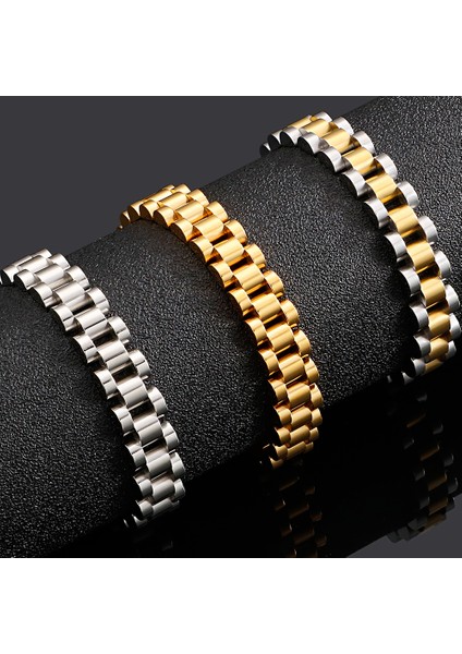 Altın Rengi 16CM Bileklik Sadece Altın Kaplama Paslanmaz Çelik Erkek Bilekliği Erkek Için 10MM Geniş Saat Zinciri Bayan Kızların Bileklikleri Erkek Çocuk Takı Aksesuarları Hediye (Yurt Dışından) fiyatları