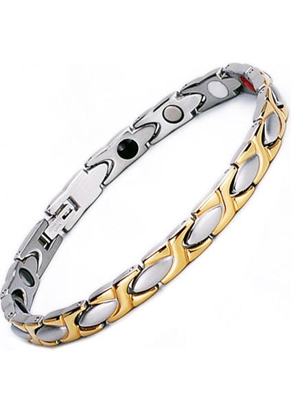 Titanyum Gümüş Gül 21 cm Batı Takı Sonsuzluk Zinciri Negatif Iyon Anti-Yorgunluk Manyetik Germanyum Taş Titanyum Çelik Tıbbi Bağlantı Bilezik (Yurt Dışından) fiyatları