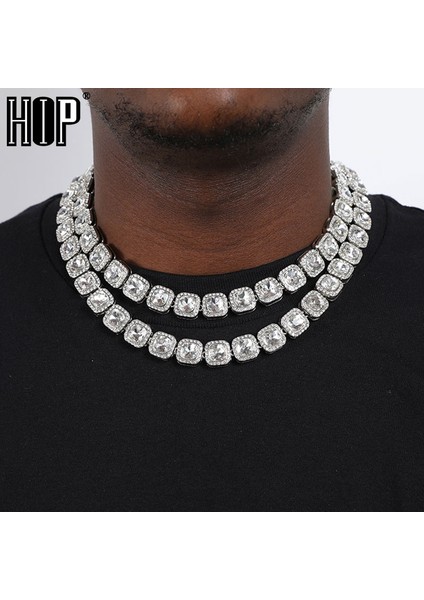 Gümüş Bilezik 8 Inç ve 18 Inç Hip Hop 12 mm Mikro Açacağı Prong Kübik Zirkon 1 Sıra Alaşım Tenis Zinciri Bilezik Kolye Bling Erkek Erkekler Kadınlar Takı Için (Yurt Dışından)