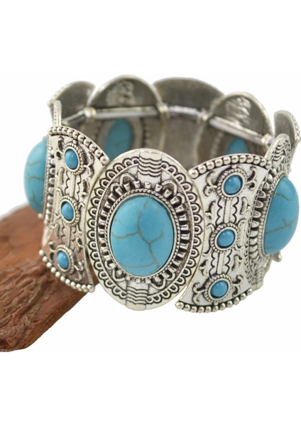 0879BLACK Vintage Elastik Tibet Turkuaz Bilezik Kadın Erkek Bilezik Bilezik Bohemian Etnik Çingene Hint Afgan Türk Takı (Yurt Dışından) indirimleri