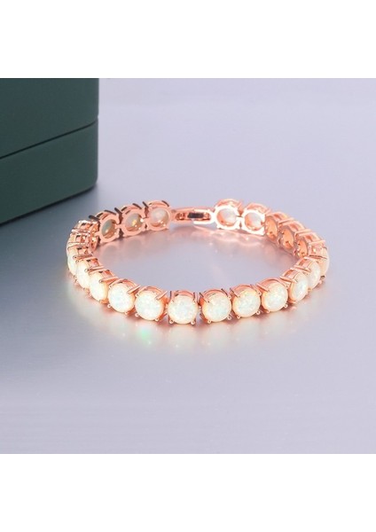 OS709 Cinily Beyaz Ateş Opal Taş Zincir Bağlantı Bileklik Bilezik Gümüş Kaplama Lüks Büyük Boho Bohemia Yaz Takı Hediyeler Kadın (Yurt Dışından)