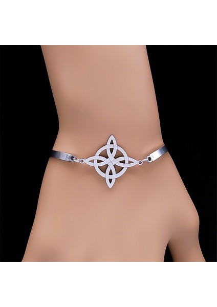F 17 5 cm Sr Wicca Celtics Düğüm Paslanmaz Çelik Bilezik Kadın/erkek Gümüş Renk Cadı Geometrik Irlanda Düğüm Bilezikler Takı Pulseras B7053S0 (Yurt Dışından)