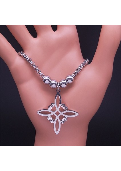 F 17 5 cm Sr Wicca Celtics Düğüm Paslanmaz Çelik Bilezik Kadın/erkek Gümüş Renk Cadı Geometrik Irlanda Düğüm Bilezikler Takı Pulseras B7053S0 (Yurt Dışından) fırsatları