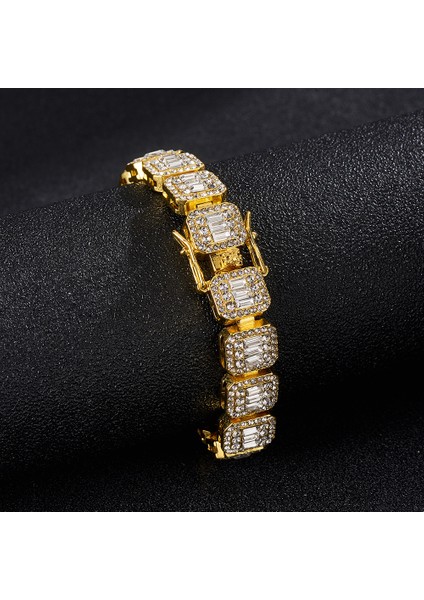 Gümüş 9 Inç Kıvılcım Yeni 5A Kare Küme Kübik Zirkonya Tenis Zinciri Bilezik 12MM Buzlu Out Bling Büyük Taşlı Charm Hip Hop Takı Hediyeler 9" (Yurt Dışından)