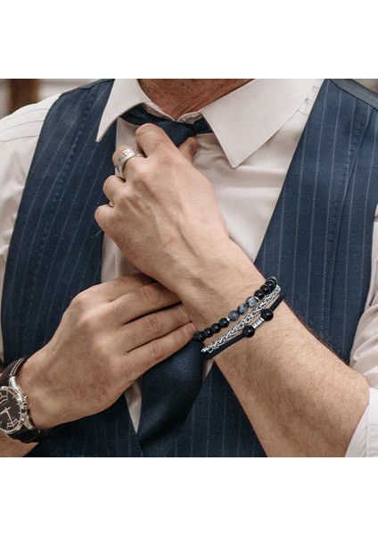 1.lapis Lazuli 19 cm Moda Lapis Lazuli Taş Boncuklu Bilezik Seti Zincir Bilezikler Erkekler Için El Yapımı Klasik Çelik Zincir Deri Bileklikler Takı (Yurt Dışından)