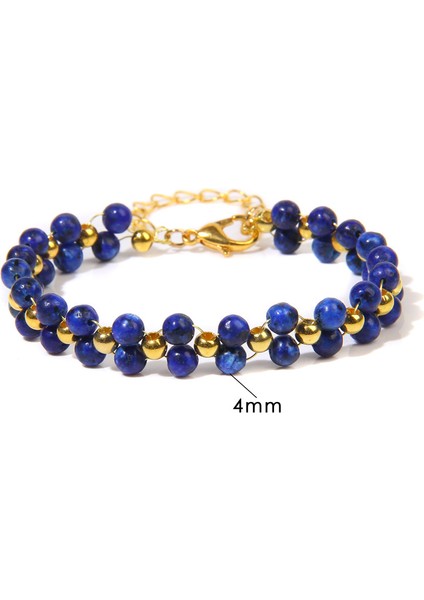 4mm Lapis Lazuli Ayarlanabilir 4 mm Boncuk Wrap Bilezik Doğal Taş Örgülü Bilezik Altın Renk Zincir Opal Emperyal Taş Boho Çakra Yoga Kadın Erkek Takı (Yurt Dışından) indirimleri