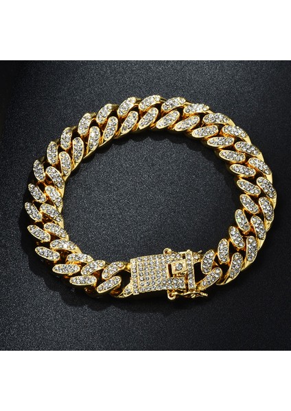 10MM Gümüş 18 cm Hip Hop Bling Buzlu Out Erkek Rapçi Bilezik Tam Rhinestone Açacağı Kelebek Miami Küba Link Zinciri Bilezik Erkekler Için Takı (Yurt Dışından)