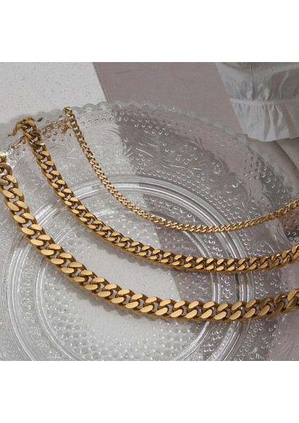 11MM Küba Zincir Rengi Son 1-2 Yıl Miniamlist Altın Takı Sokak Stili Paslanmaz Çelik 316L 18 K Altın Kaplama Küba Zincir Bileklikler Kadınlar Için (Yurt Dışından) fırsatları