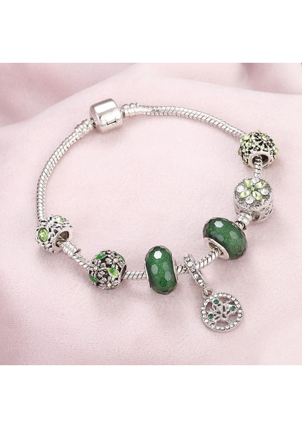 Stil 1 21CM Yeni Charm Yeşil Kristal Hayat Ağacı Boncuk Bilezikbangles Yılan Zincir Snap Düğmesi Kadınlar Dıy Fit Bilezik Femme Takı (Yurt Dışından) indirimleri