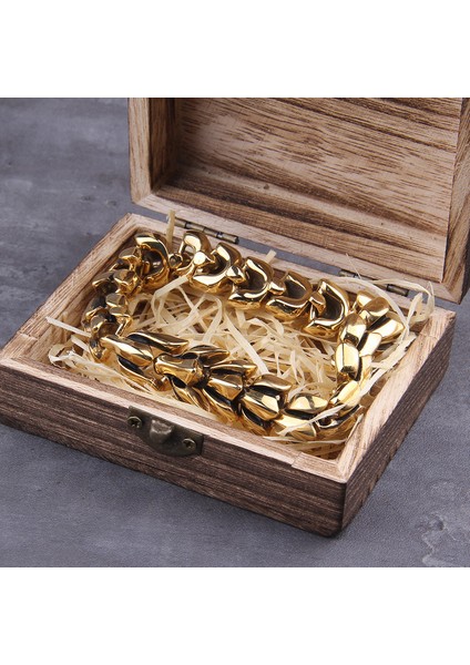 Tam Altın 21 cm Viking Ouroboros Vintage Punk Bilezik Erkekler Için Paslanmaz Çelik Moda Takı Hippop Sokak Kültürü (Yurt Dışından)