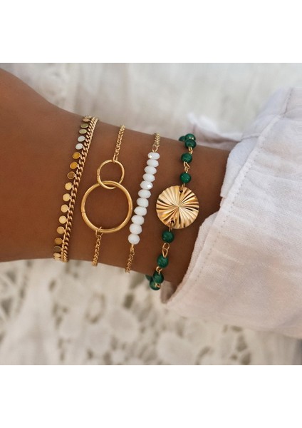 Stil 3 Çok Katmanlı Moda Yeni Vintage Altın Rengi Çok Katmanlı Mektup Zinciri Yapay Inci Sikke Chais Bilezik Kadınlar Için Boho Takı Parti Hediye (Yurt Dışından) fırsatları