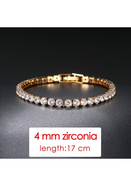 H074-17CM Tenis Zinciri Bilezikler Kadınlar Için Moda Küçük Kübik Zirkon Kristal Gül Altın Renk Düğün Parti Arkadaşlar Hediye Takı KC128M (Yurt Dışından)