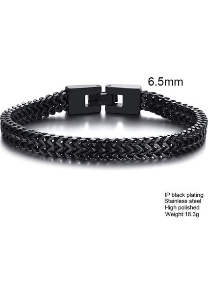 6.5mm BR-642B 21 cm Şık Paslanmaz Çelık Balı Tılkı Kuyruk Zıncır Bılezık Erkekler Içın Çıft Franco Bağlantı Zıncırler Bılezıkler Kol Bant Erkek Takı (Yurt Dışından)