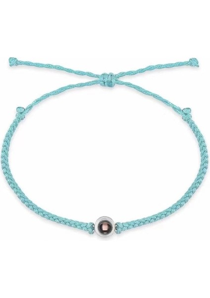 Mavi Kişiselleştirilmiş Daire Fotoğraf Bilezik Özel Fotoğraf Bilezik Çift Projeksiyon Bilezikler Anıt Takı Hediye Kadın Erkek Için (Yurt Dışından)