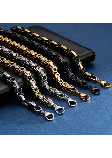 8mm Gümüş ve Siyah 20 cm 7.87 Inç 4/6/8mm Genişlik Dubai Zincir Bilezik Erkekler Paslanmaz Çelik Renkli Erkek Rahat El Takı (Yurt Dışından) modelleri