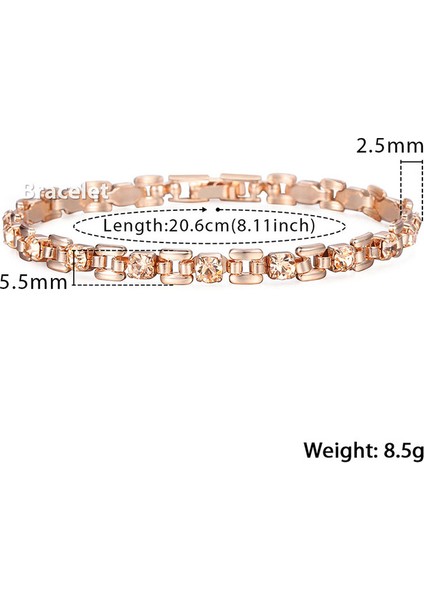 GB439 6 Renk Kübik Zirkon Kadınlar Için Bilezikler 585 Gül Altın Renk Bağlantı Bileklik Kadın Takı Kız Arkadaşı Eşi Hediyeler 20.6 cm GBM101 (Yurt Dışından)