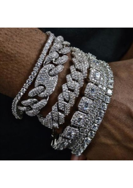 Stil 3 Hip Hop Buzlu Out Zinciri Kadın Erkek Küba Bilezik Yüksek Kaliteli Tam Aaaa + Rhinestones Miami Küba Link Zinciri Bilezikler Takı (Yurt Dışından) fiyatları
