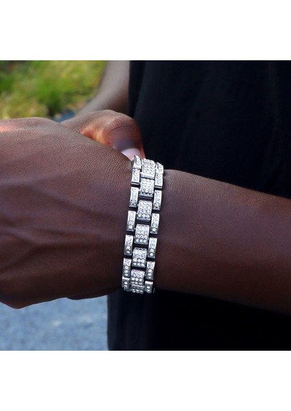 Stil 3 Hip Hop Buzlu Out Zinciri Kadın Erkek Küba Bilezik Yüksek Kaliteli Tam Aaaa + Rhinestones Miami Küba Link Zinciri Bilezikler Takı (Yurt Dışından) fırsatları