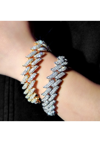 Stil 3 Hip Hop Buzlu Out Zinciri Kadın Erkek Küba Bilezik Yüksek Kaliteli Tam Aaaa + Rhinestones Miami Küba Link Zinciri Bilezikler Takı (Yurt Dışından) indirimleri