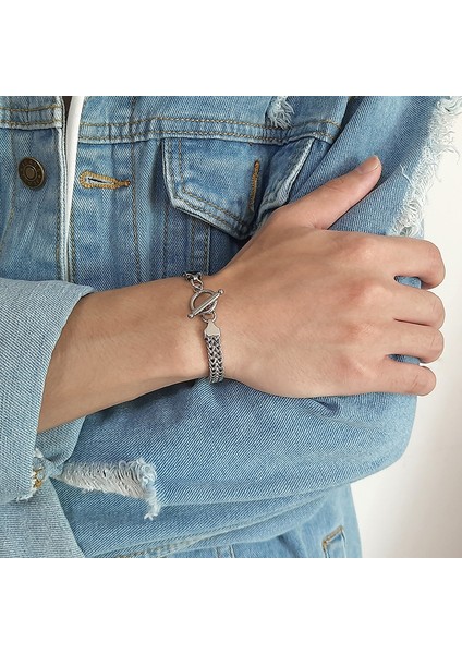 6.5 Istakoz Gümüş 21 cm 8.24 Inç Vnox Retro Erkek Bileklik Serin Metal Tilki Kuyruğu Franco Zincir Bileklik Kilitli Paslanmaz Çelik Curban Bağlantı Punk Vintage Takı (Yurt Dışından) indirimleri