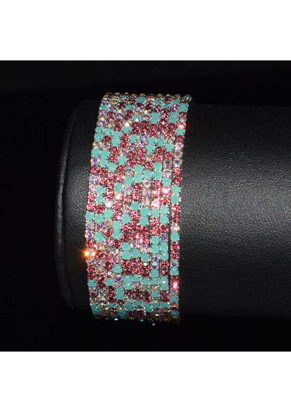 Pembe Renkler-10 Adet 10 Adet/takım Moda Çoklu Renk Tam Kristal Rhinestone Elastik Bilezik Bileklik Bling Bileklik Kadınlar Düğün Gelin Takı (Yurt Dışından) fiyatları