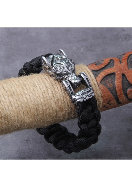 Sıcak Damgalama 25 cm Asla Solmaz Kaya Viking Kurt Bilezik Erkek El Yapımı Kordon Açabilirsiniz Kurt Ağzı Punk Bilezikler Biker Takı (Yurt Dışından) fırsatları