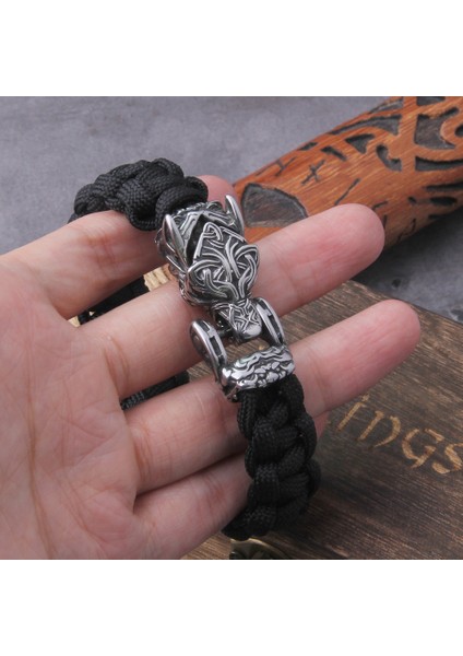 Sıcak Damgalama 25 cm Asla Solmaz Kaya Viking Kurt Bilezik Erkek El Yapımı Kordon Açabilirsiniz Kurt Ağzı Punk Bilezikler Biker Takı (Yurt Dışından) indirimleri