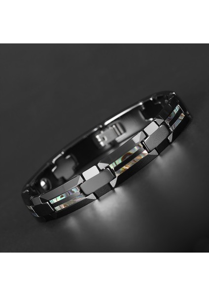 Gümüş (Tungsten) 20 cm Sağlık Için Iyi Manyetik Bilezik Erkekler Lüks Siyah Seramik Doğal Kabuk Tungsten Kadınlar Için Bilezikler Dini Çapraz Takı (Yurt Dışından) modelleri