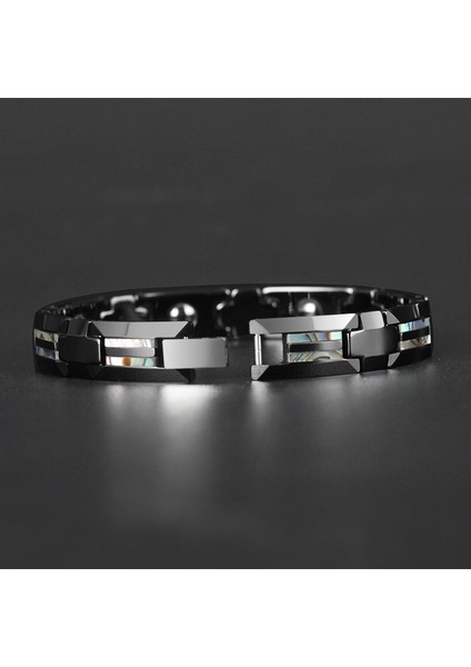 Gümüş (Tungsten) 20 cm Sağlık Için Iyi Manyetik Bilezik Erkekler Lüks Siyah Seramik Doğal Kabuk Tungsten Kadınlar Için Bilezikler Dini Çapraz Takı (Yurt Dışından) fırsatları