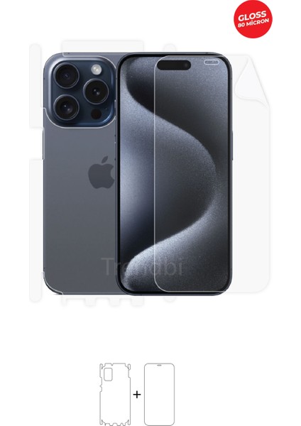 Iphone 15 Pro Full Body 360 Derece Ön Arka ve Yan Koruyucu Tpu Film