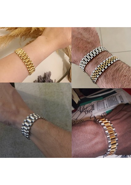 Iki Ton 10 mm 2 19 cm 316L Paslanmaz Çelik Bilezik Erkekler Kadınlar Için 15 mm Geniş Bağlantı Saat Zinciri Erkek Bilezikler Kolye Mannen Kol Bandı El Aksesuarları (Yurt Dışından)