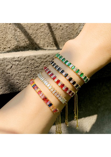 5SL0059-MAVI-R Lüks Tam Rhinestone Renk Zirkon Bilezik Kadınlar Için Yeni Tasarımcı Parlak Klasik Ayarlanabilir Bilezikler Düğün Takı Hediye (Yurt Dışından) fırsatları