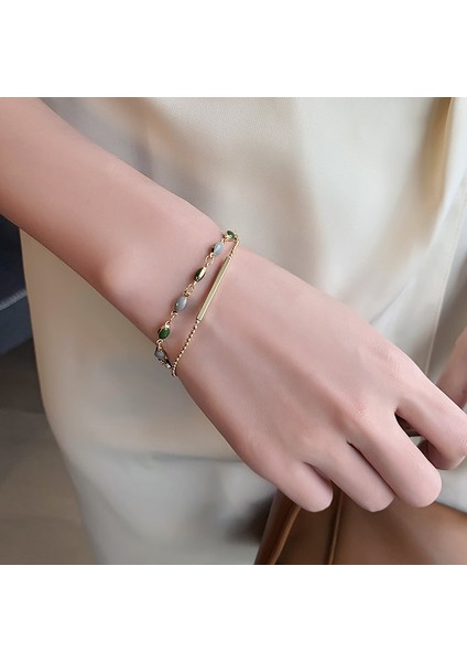 18 Moda Kristal Charm Bilezikler Kadınlar Için Altın Renk Boncuklu Zincir Çift Katmanlı Ayarlanabilir Bilezik Takı Hediye Aksesuarları (Yurt Dışından) indirimleri