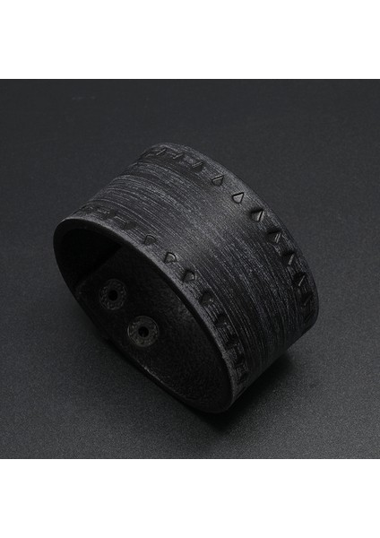 83954 Zorcvens Yeni Punk Hakiki Deri Bilezik Erkekler Için Geniş Vintage Wrap Bilezikler Kadın Erkek Trendy Takı (Yurt Dışından)