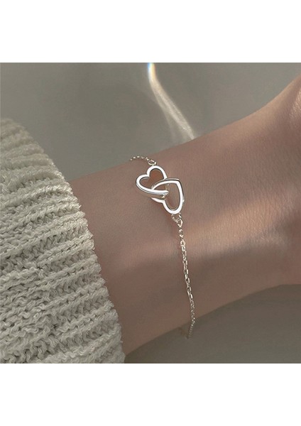 Style8 Kadın Kalp Charm Bilezikler Metal Alaşım Çift Aşk Kalp Bilezik Kadın Ayarlanabilir Bilezikler Kore Moda Takı (Yurt Dışından) fırsatları