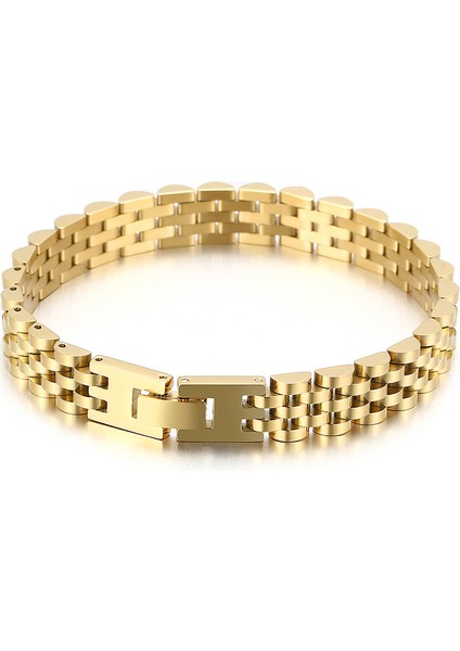 10 mm Altın Rengi 18.5 cm 10/15 mm Saat Zinciri Erkek Erkek Bilezik Erkekler Kadınlar Için Lüks Altın Kaplama Paslanmaz Çelik Mannen Kol Bandı El Bilek Takı (Yurt Dışından)