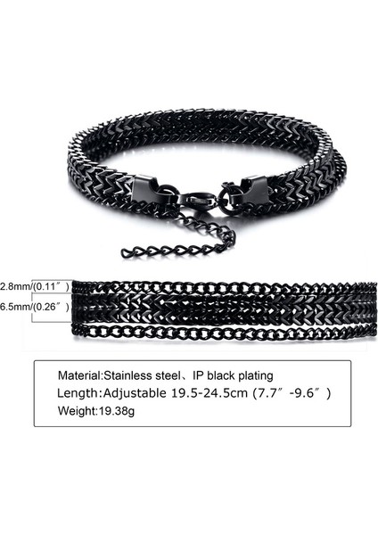 6.5mm BR-1081B 21CM Şık Paslanmaz Çelık Balı Tılkı Kuyruk Zincir Bileklik Erkekler Için Çift Franco Bağlantılı Zincirler Bileklikler Kol Bant Erkek Takı (Yurt Dışından)