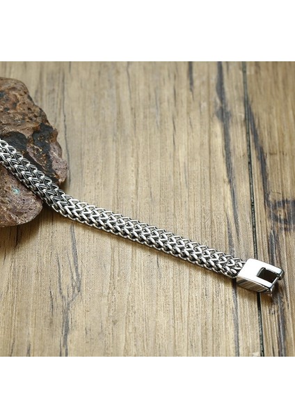 6.5mm BR-1081B 21CM Şık Paslanmaz Çelık Balı Tılkı Kuyruk Zincir Bileklik Erkekler Için Çift Franco Bağlantılı Zincirler Bileklikler Kol Bant Erkek Takı (Yurt Dışından)