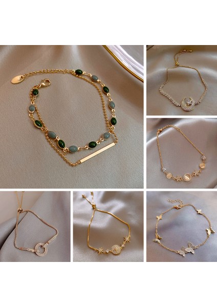 Stil 8 Moda Kristal Charm Bilezikler Kadınlar Için Altın Renk Boncuklu Zincir Çift Katmanlı Ayarlanabilir Bilezik Takı Hediye Aksesuarları (Yurt Dışından) fiyatları