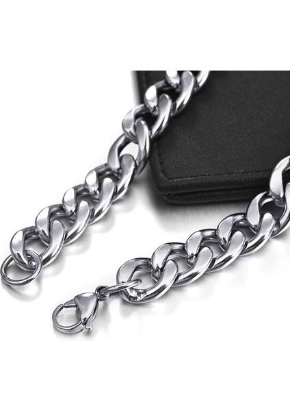 9mm Altın 9.06 Inç 23 cm Jiayiqi 3-11 mm Erkekler Zincir Bilezik Paslanmaz Çelik Curb Küba Link Zinciri Bileklik Erkek Kadın Hiphop Trendy Bilek Takı Hediye (Yurt Dışından)