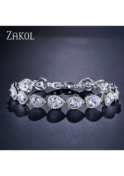 B171 Altın Renk Zakol Moda Su Damlası Kübik Zirkonya Bileklik Bilezik Zarif Kadınlar Için Gözyaşı Charm Gelin Bilezik Düğün Takı BP099 (Yurt Dışından) modelleri