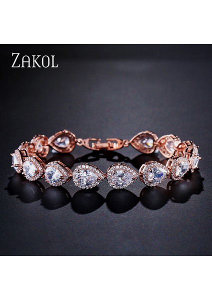 B171 Altın Renk Zakol Moda Su Damlası Kübik Zirkonya Bileklik Bilezik Zarif Kadınlar Için Gözyaşı Charm Gelin Bilezik Düğün Takı BP099 (Yurt Dışından) fırsatları