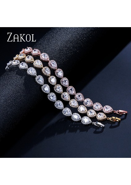 B171 Altın Renk Zakol Moda Su Damlası Kübik Zirkonya Bileklik Bilezik Zarif Kadınlar Için Gözyaşı Charm Gelin Bilezik Düğün Takı BP099 (Yurt Dışından) indirimleri