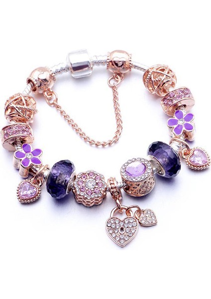 BE037 18 cm Baopon Avrupa Tarzı Vintage Gümüş Kaplama Kristal Charm Bilezik Kadınlar Fit Orijinal Dıy Güzel Bilezik Takı Hediye (Yurt Dışından)